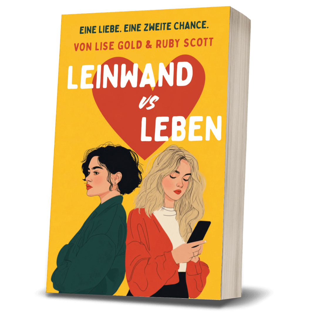Cover of 'Leinwand vs Leben: Lesbischer Liebesroman' featuring two women, symbolizing a contemporary love story.