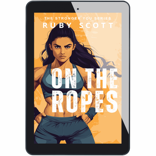 Ebook cover for On the Ropes by Ruby Scott — a powerful lesbian romance book featuring a determined heroine in a gripping lesbian love story with themes of workplace romance, toxic exes, found family, and emotional growth. A bold entry in modern lesbian fiction.