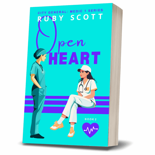 Lesbian romance book "Open Heart" by bestselling lesbian romance author Ruby Scott delivers a captivating lesbian love story full of lesbian fiction themes like second chance romance, workplace tension, and personal transformation