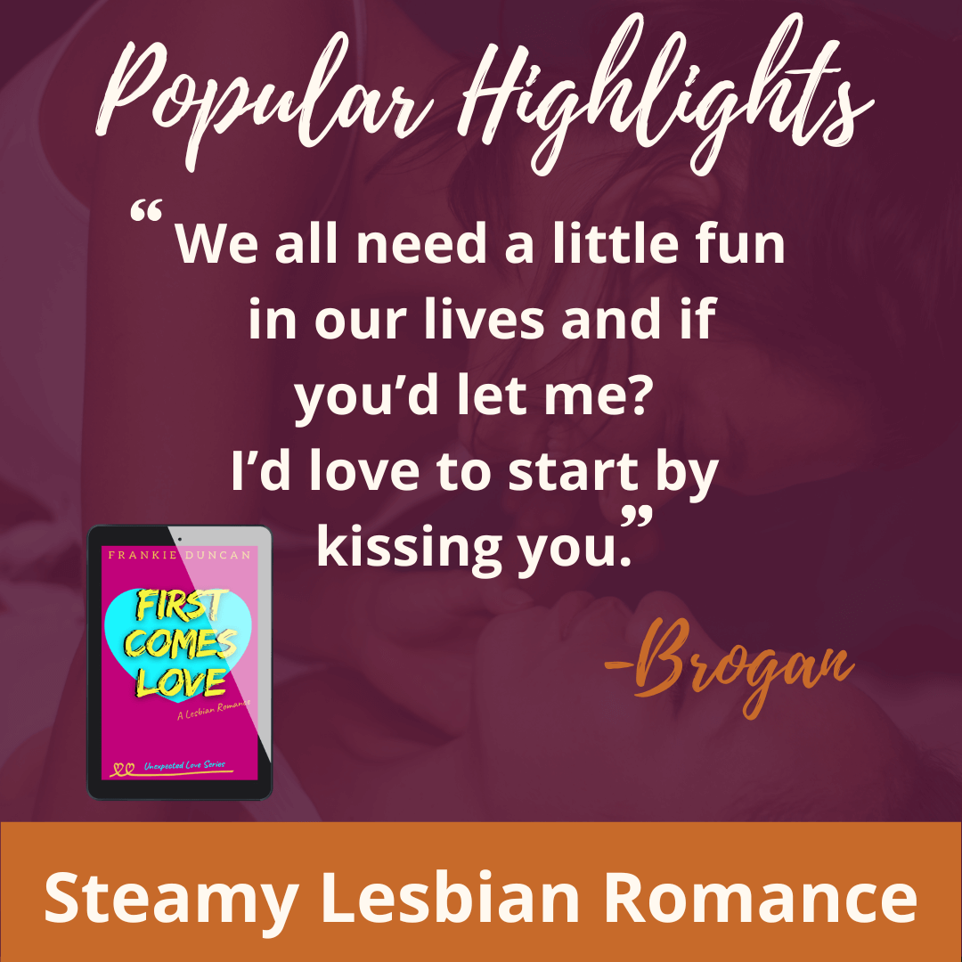 sapphic rom-com popular highlights quote image featuring a highlighted line from first comes love by Ruby Scott,