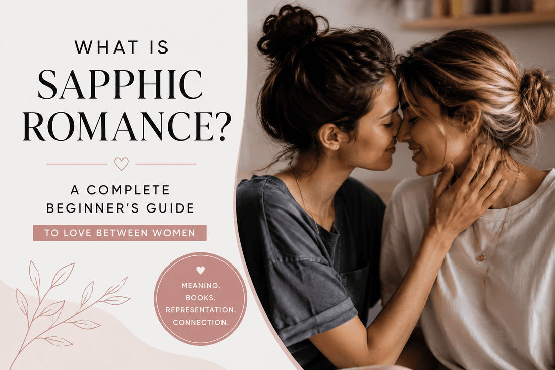 Two women sharing an intimate close moment indoors with soft natural light, representing sapphic romance, emotional connection, and love between women