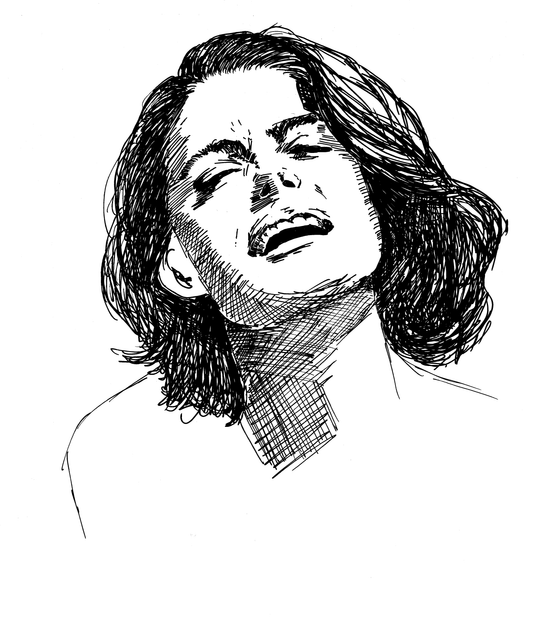 A sketch of a woman expressing deep emotion, reflecting themes in the Sapphic short story.