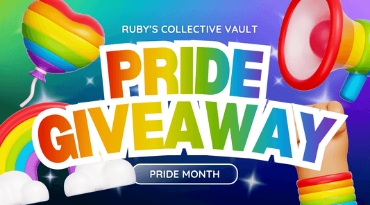 Colorful Pride Giveaway banner with rainbow elements celebrating Pride Month.