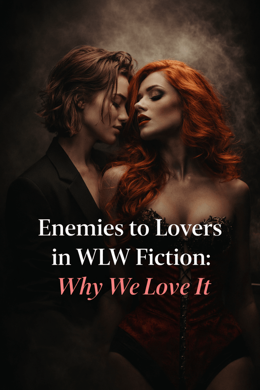 Enemies to Lovers theme in WLW fiction, highlighting romance and tension between two characters.