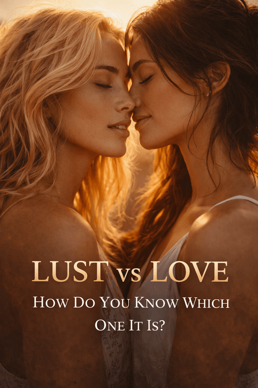 Two women sharing an intimate moment, exploring the themes of lust vs love in lesbian romance.
