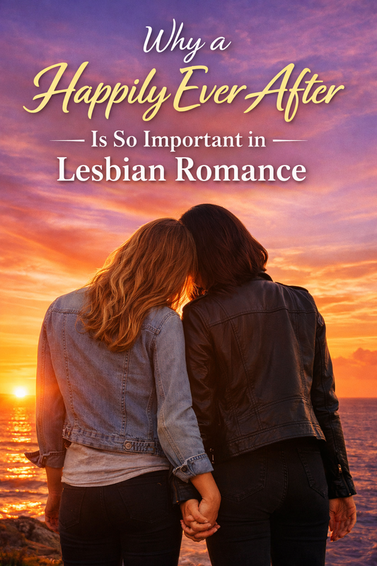 Two women holding hands at sunset, symbolizing love in lesbian romance and the importance of a happily ever after.