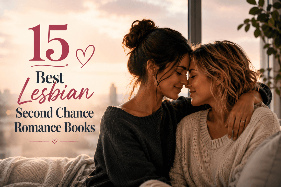 Cover of 15 Best Lesbian Second Chance Romance Books showcasing a tender moment between two women.