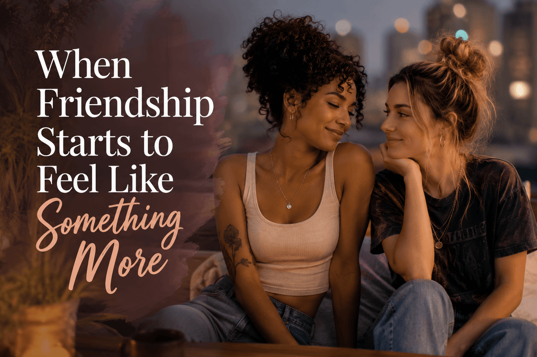 Two women sharing an intimate moment, exploring feelings of friendship and love in a lesbian perspective.