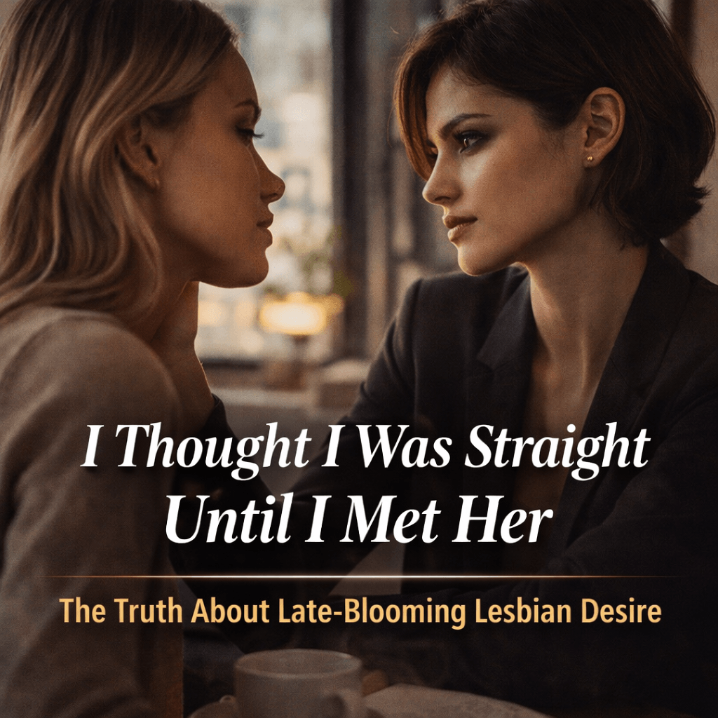 Two women engaged in intimate conversation, exploring themes of Late-Blooming Lesbian desire.