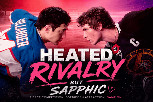 Heated rivalry between characters on ice with a focus on Sapphic sports romance themes and fierce competition.