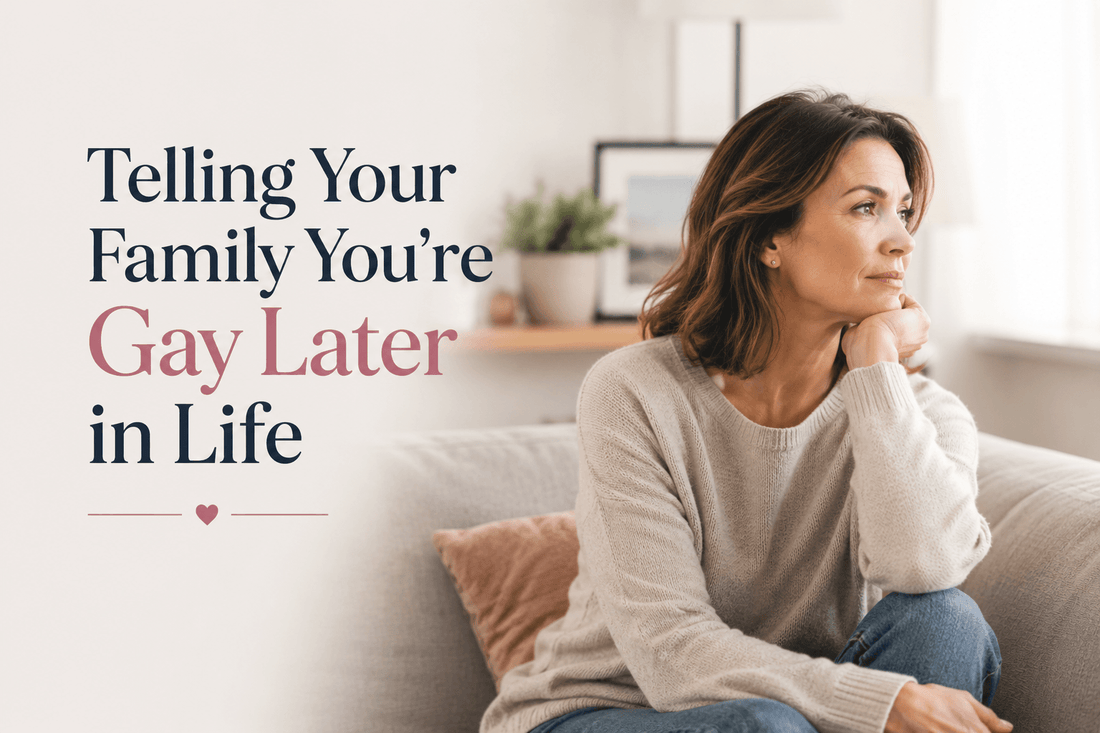 A thoughtful woman reflecting on Telling Your Family You’re Gay Later in Life.