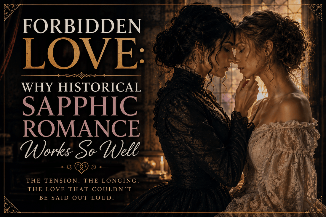 A scene from a Sapphic Historical Romance, depicting two women in a moment of intimacy and longing.