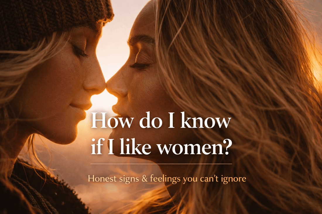 Image of two women close together with text 'How do I know if I like women?' exploring honest feelings.