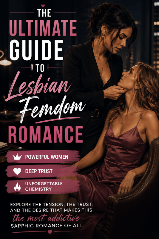 Cover of 'The Ultimate Guide to Lesbian Femdom Romance' featuring powerful women and deep trust.
