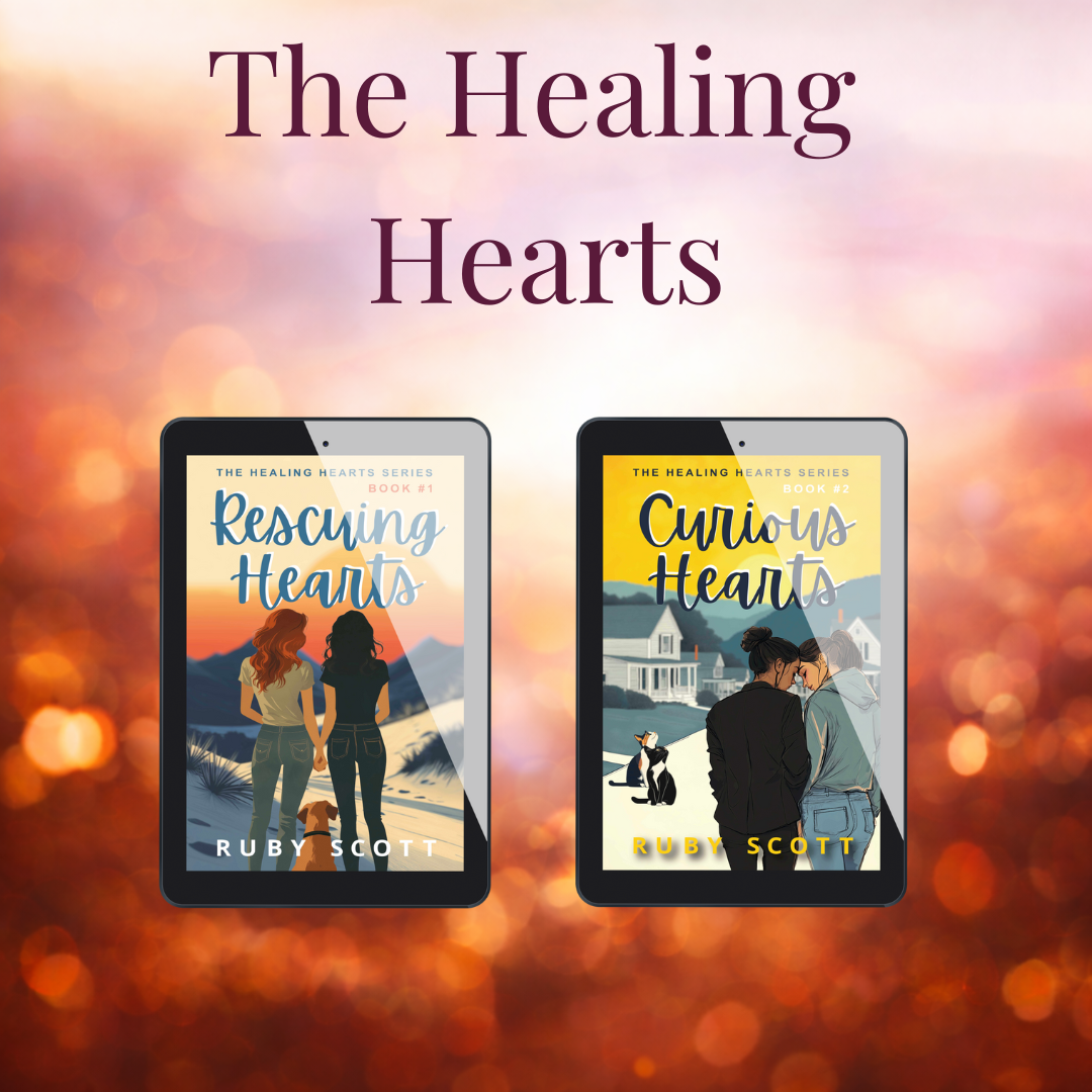 The Healing Hearts series featuring Rescuing Hearts and Curious Hearts, a slow burn lesbian romance collection.
