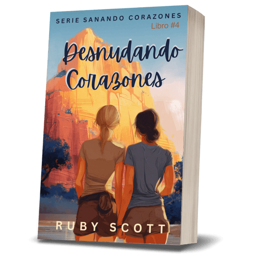Book cover for 'Desnudando Corazones', a romance lésbico novel featuring a captivating love story.