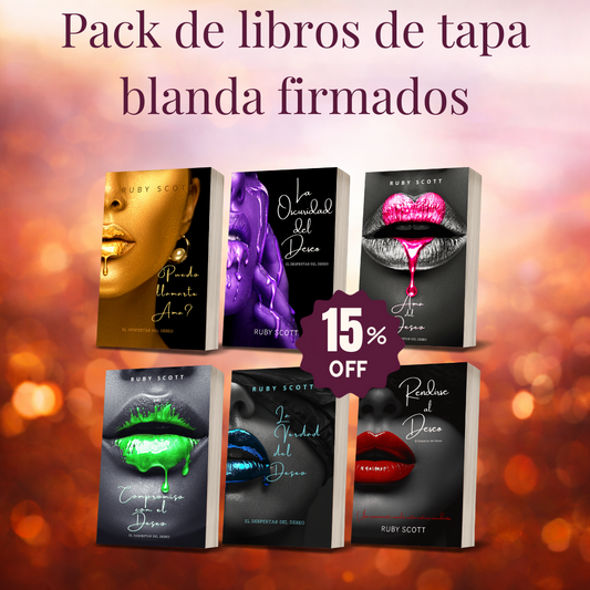 Pack de libros de tapa blanda firmados de Ruby Scott con 15% de descuento en romance lésbico erótico.