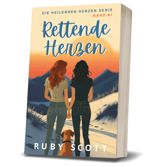 Ein lesbischer Liebesroman Rettende Herzen book cover image featuring the paperback edition of Rettende Herzen by Ruby Scott, representing a lesbian romance book, lesbian love story, and lesbian fiction by lesbian romance author Ruby Scott and lesbian romance fiction author Ruby Scott.