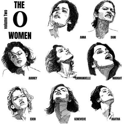 Illustrations of women's faces with their names above them, titled 'The O Women'.