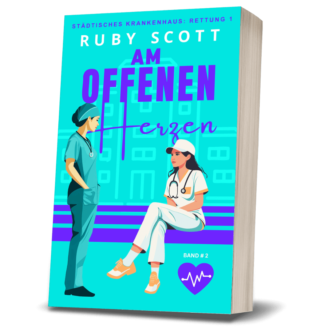Buchcover von 'Am offenen Herzen', einem lesbischer Arztroman mit zwei Hauptfiguren in einem Krankenhaus. 