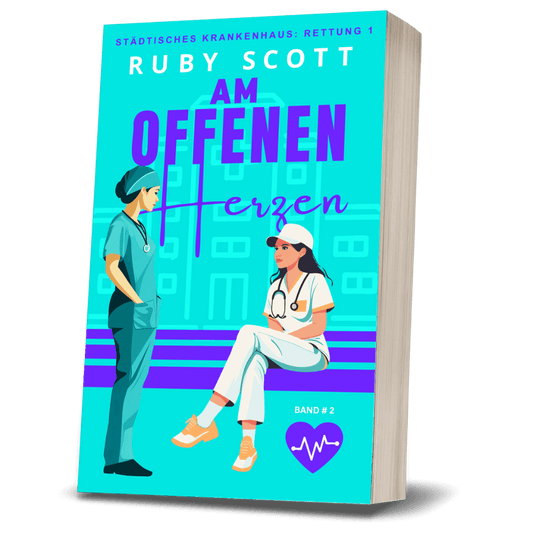 Buchcover von 'Am offenen Herzen', einem lesbischer Arztroman mit zwei Hauptfiguren in einem Krankenhaus. 