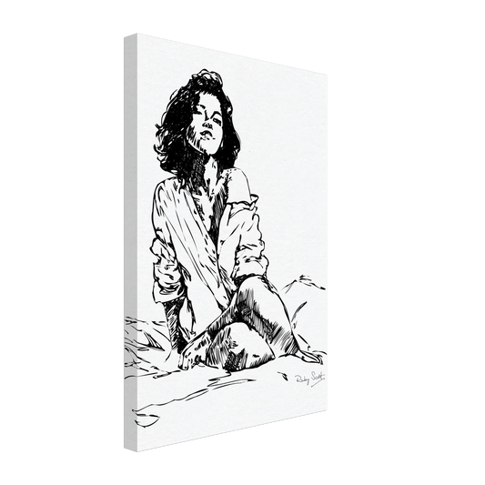 Black and white angled sapphic art print depicting intimate lesbian connection and soft sensuality, minimalist ink illustration celebrating tenderness and emotional closeness, lesbian romance book and lesbian love story Sapphic Fine Art , lesbian fiction art by lesbian romance author Ruby Scott and lesbian romance fiction author Ruby Scott.