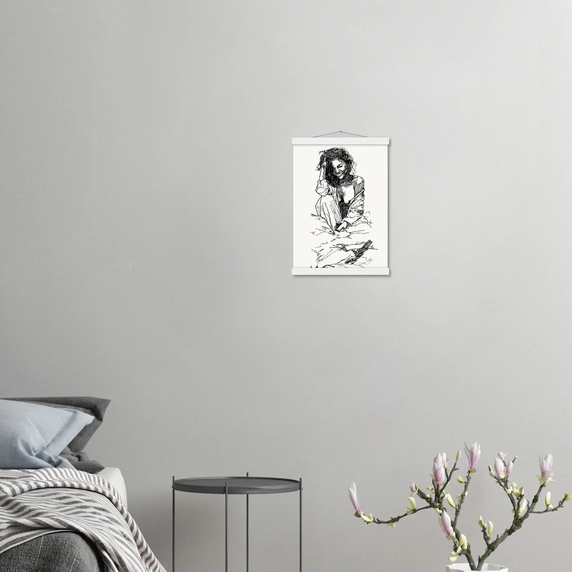 Black and white sapphic art print depicting intimate lesbian connection and soft sensuality, minimalist ink illustration celebrating tenderness and emotional closeness, lesbian romance book and lesbian love story inspired artwork, lesbian fiction art by lesbian romance author Ruby Scott and lesbian romance fiction author Ruby Scott.
