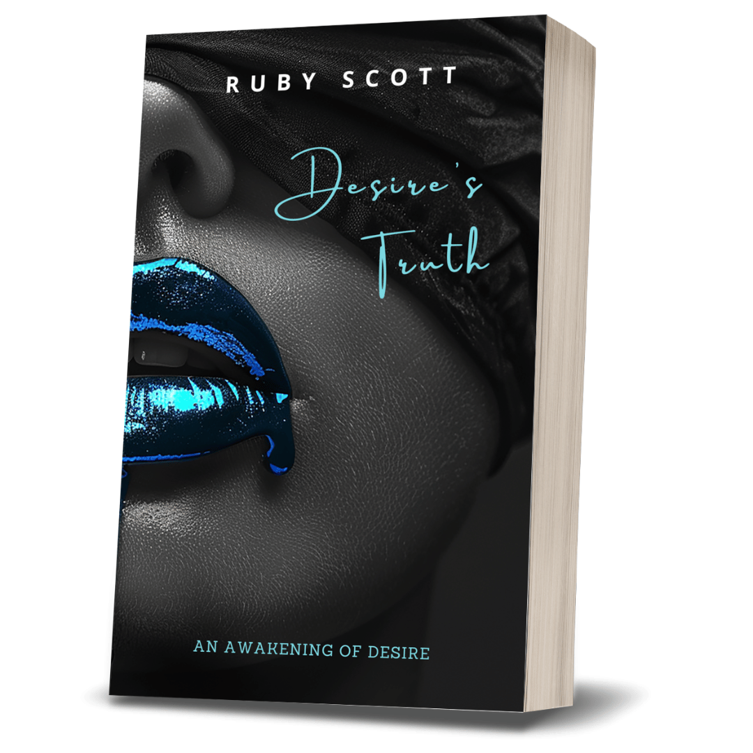 Paperback cover of Desire’s Truth by lesbian author Ruby Scott – a spicy lesbian romance book with a bold lesbian love story exploring themes of power, desire, and emotional lesbian fiction.