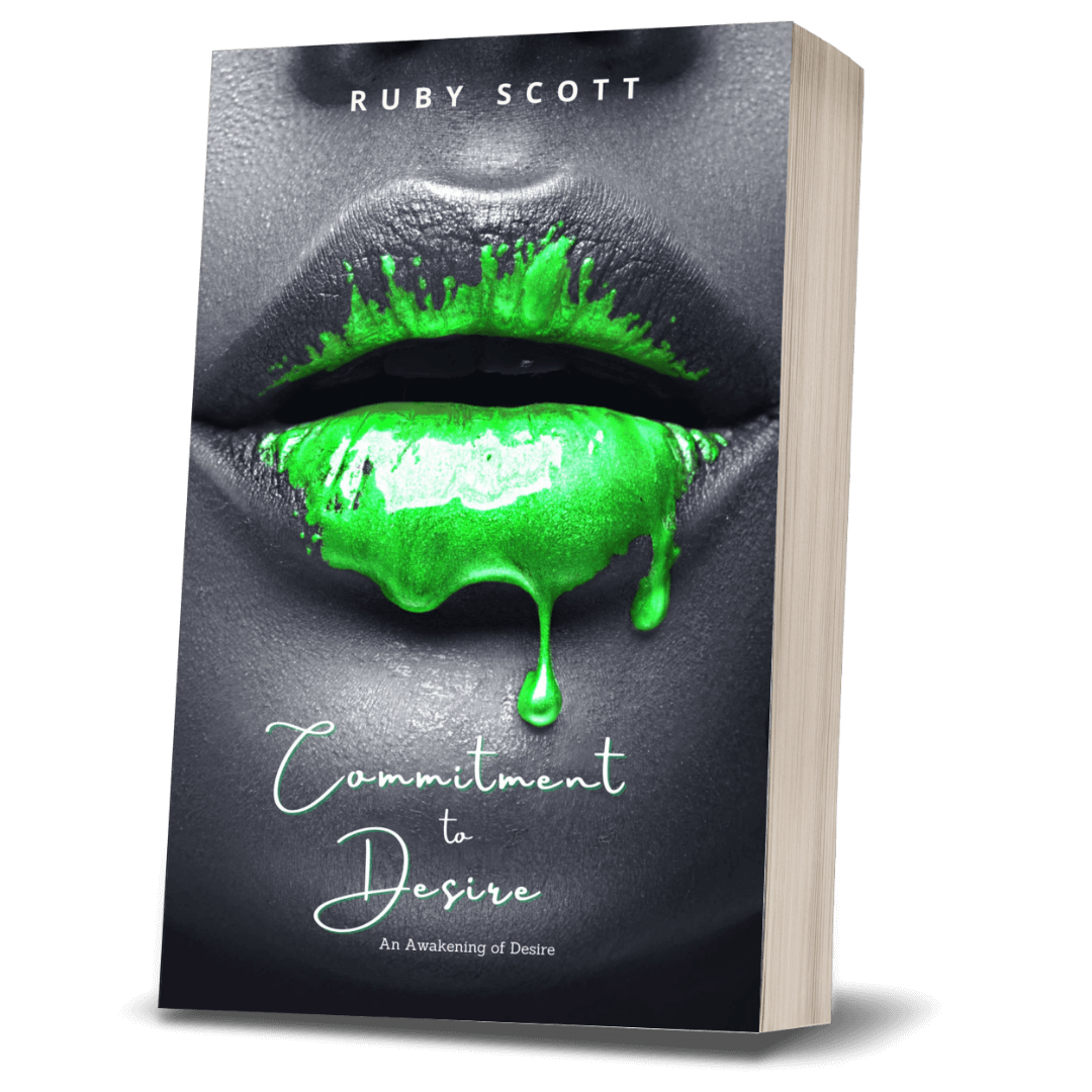 Erotic lesbian romance book cover image featuring the paperback edition of Commitment to Desire by Ruby Scott, representing a lesbian romance book, lesbian love story, and lesbian fiction by lesbian romance author Ruby Scott and lesbian romance fiction author Ruby Scott.
