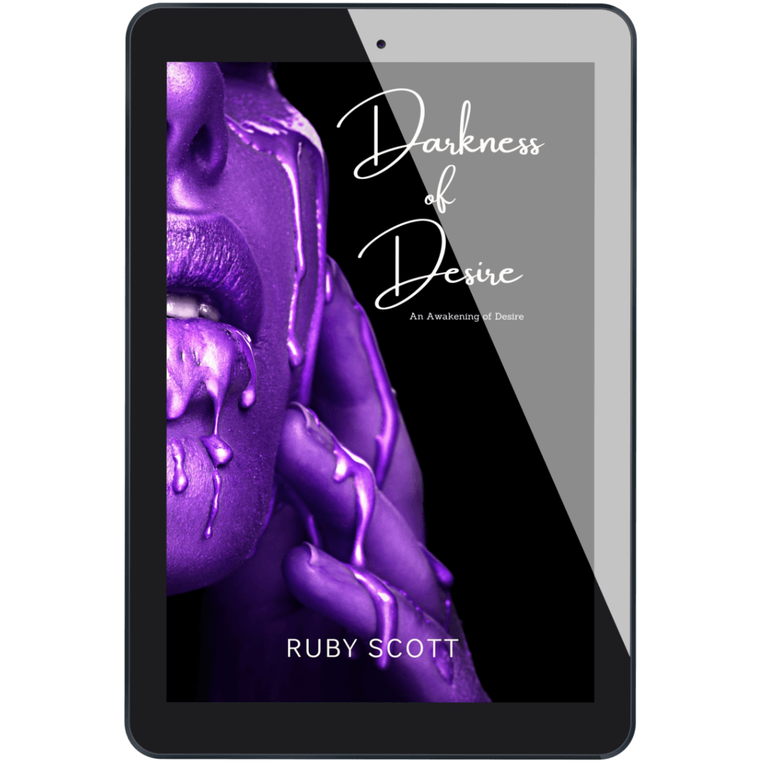 Erotic lesbian romance book cover image featuring the ebook edition of Darkness of Desire by Ruby Scott,