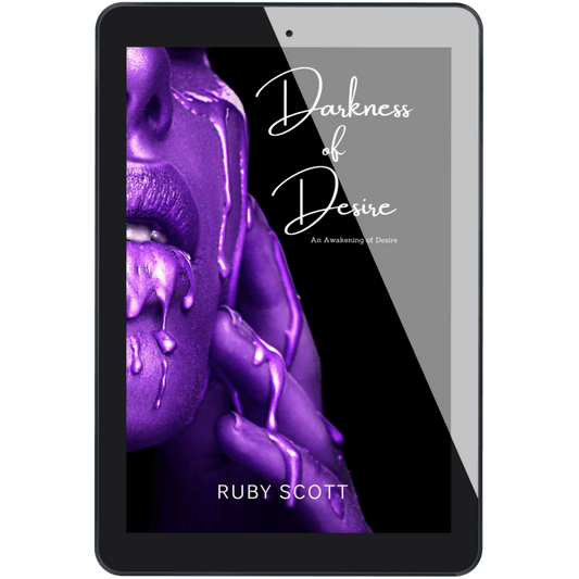 Erotic lesbian romance book cover image featuring the ebook edition of Darkness of Desire by Ruby Scott,