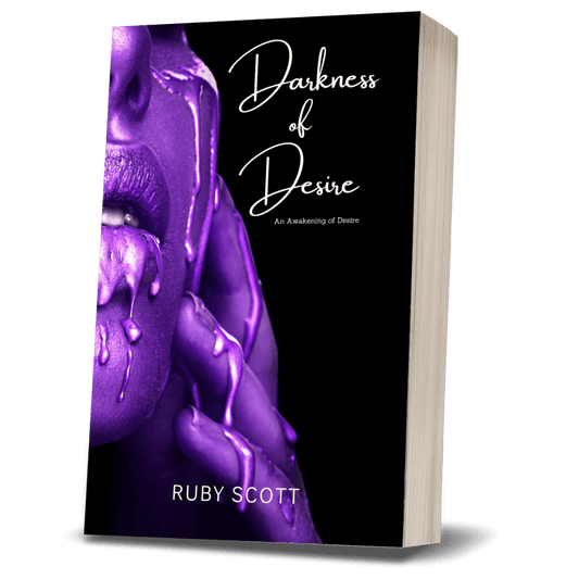Erotic lesbian romance book cover image featuring the paperback edition of Darkness of desire by Ruby Scott, representing a lesbian romance book, lesbian love story, and lesbian fiction by lesbian romance author Ruby Scott and lesbian romance fiction author Ruby Scott.