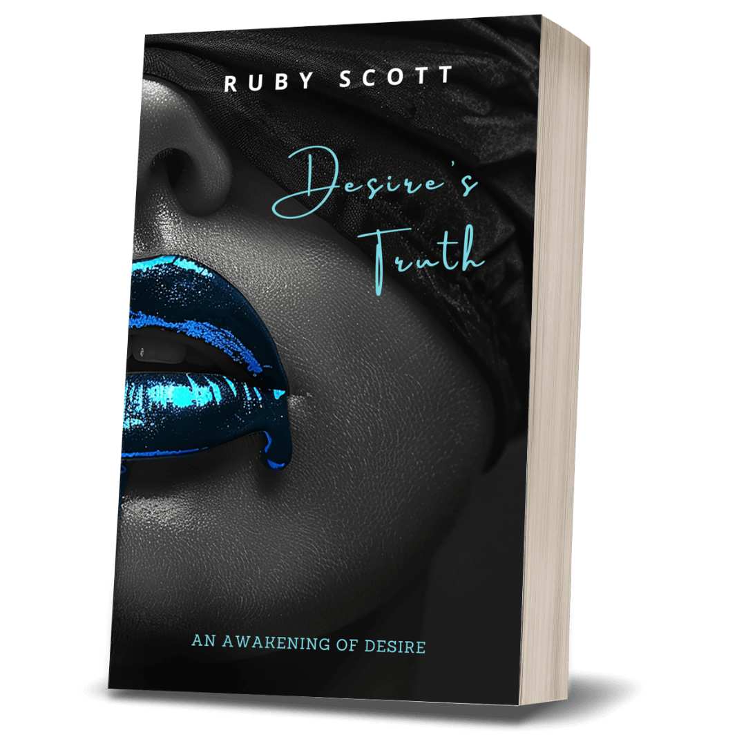 Erotic lesbian romance book cover image featuring the paperback edition of Desire's Truth by Ruby Scott, representing a lesbian romance book, lesbian love story, and lesbian fiction by lesbian romance author Ruby Scott and lesbian romance fiction author Ruby Scott.