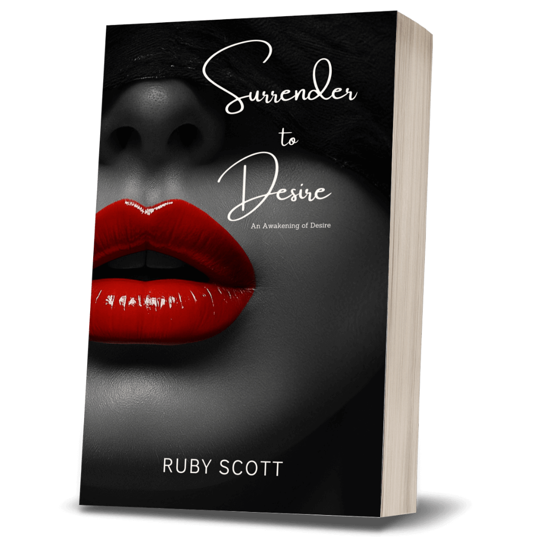 Erotic lesbian romance book cover image featuring the paperback edition of Surrender to Desire by Ruby Scott, representing a lesbian romance book, lesbian love story, and lesbian fiction by lesbian romance author Ruby Scott and lesbian romance fiction author Ruby Scott.