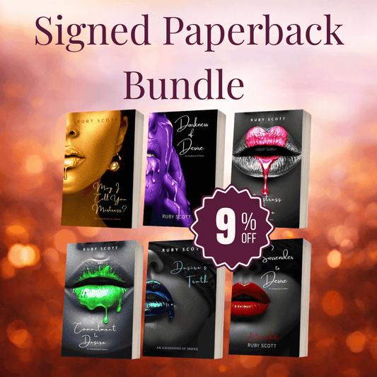 Erotic lesbian romance signed paperbacks collection banner image featuring multiple physical book covers, representing a lesbian romance book, lesbian love story, and lesbian fiction by lesbian romance author Ruby Scott and lesbian romance fiction author Ruby Scott.