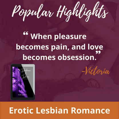 Erotic lesbian romance popular highlights quote image featuring a highlighted line from darkness of desire by Ruby Scott