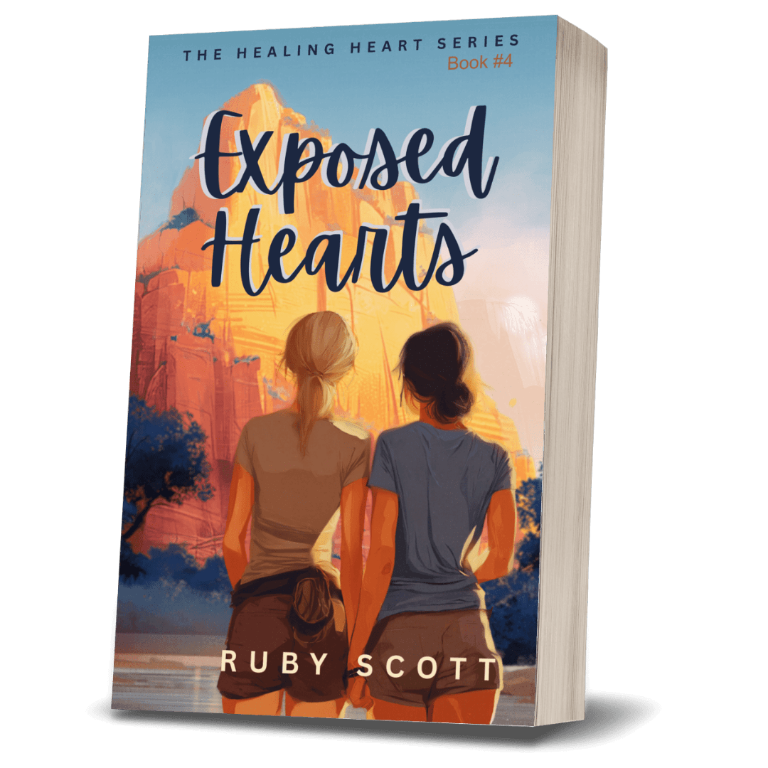 Exposed Hearts paperback by Ruby Scott, slow burn lesbian romance