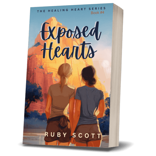 Exposed Hearts paperback by Ruby Scott, slow burn lesbian romance