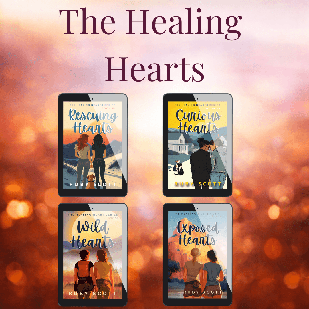 The Healing Hearts series cover collection, slow burn lesbian romance by Ruby Scott

