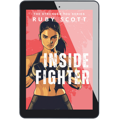 Inside Fighter ebook on tablet, Stronger You series book one sapphic boxing romance by Ruby Scott