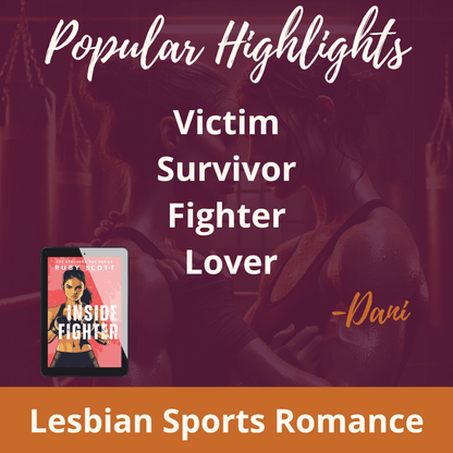 Popular highlights quote 'Victim Survivor Fighter Lover' from Inside Fighter, Stronger You sapphic sports romance by Ruby Scott