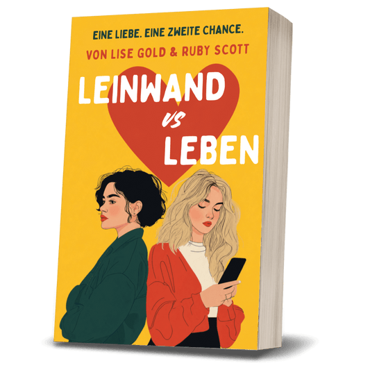 Cover of 'Leinwand vs Leben: Lesbischer Liebesroman' featuring two women, symbolizing a contemporary love story.