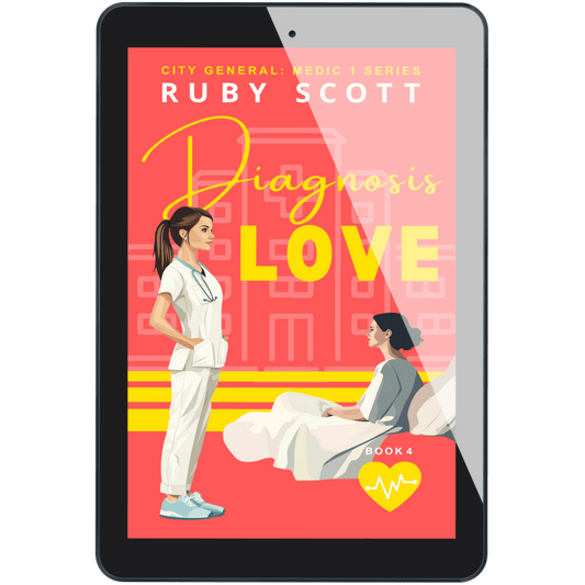 lesbian medical romance book cover image featuring the ebook edition of Diagnosis Love by Ruby Scott, representing a lesbian romance book, lesbian love story, and lesbian fiction by lesbian romance author Ruby Scott and lesbian romance fiction author Ruby Scott.