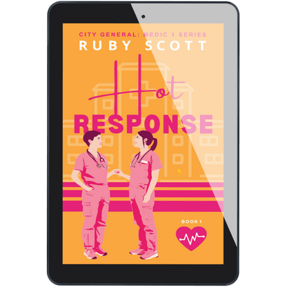 lesbian medical romance book cover image featuring the ebook edition of Hot Response by Ruby Scott, representing a lesbian romance book, lesbian love story, and lesbian fiction by lesbian romance author Ruby Scott and lesbian romance fiction author Ruby Scott