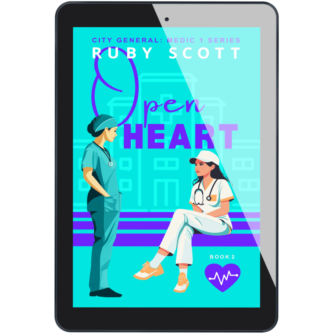 lesbian medical romance book cover image featuring the ebook edition of Open Heart by Ruby Scott, representing a lesbian romance book, lesbian love story, and lesbian fiction by lesbian romance author Ruby Scott and lesbian romance fiction author Ruby Scott.