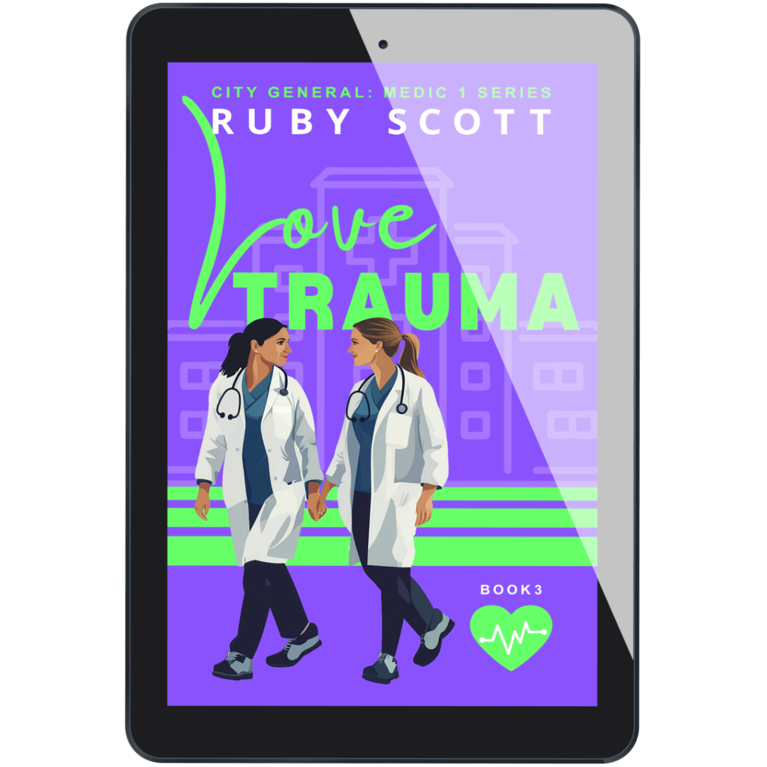 lesbian medical romance book cover image featuring the ebook edition of Love Trauma by Ruby Scott, representing a lesbian romance book, lesbian love story, and lesbian fiction by lesbian romance author Ruby Scott and lesbian romance fiction author Ruby Scott.