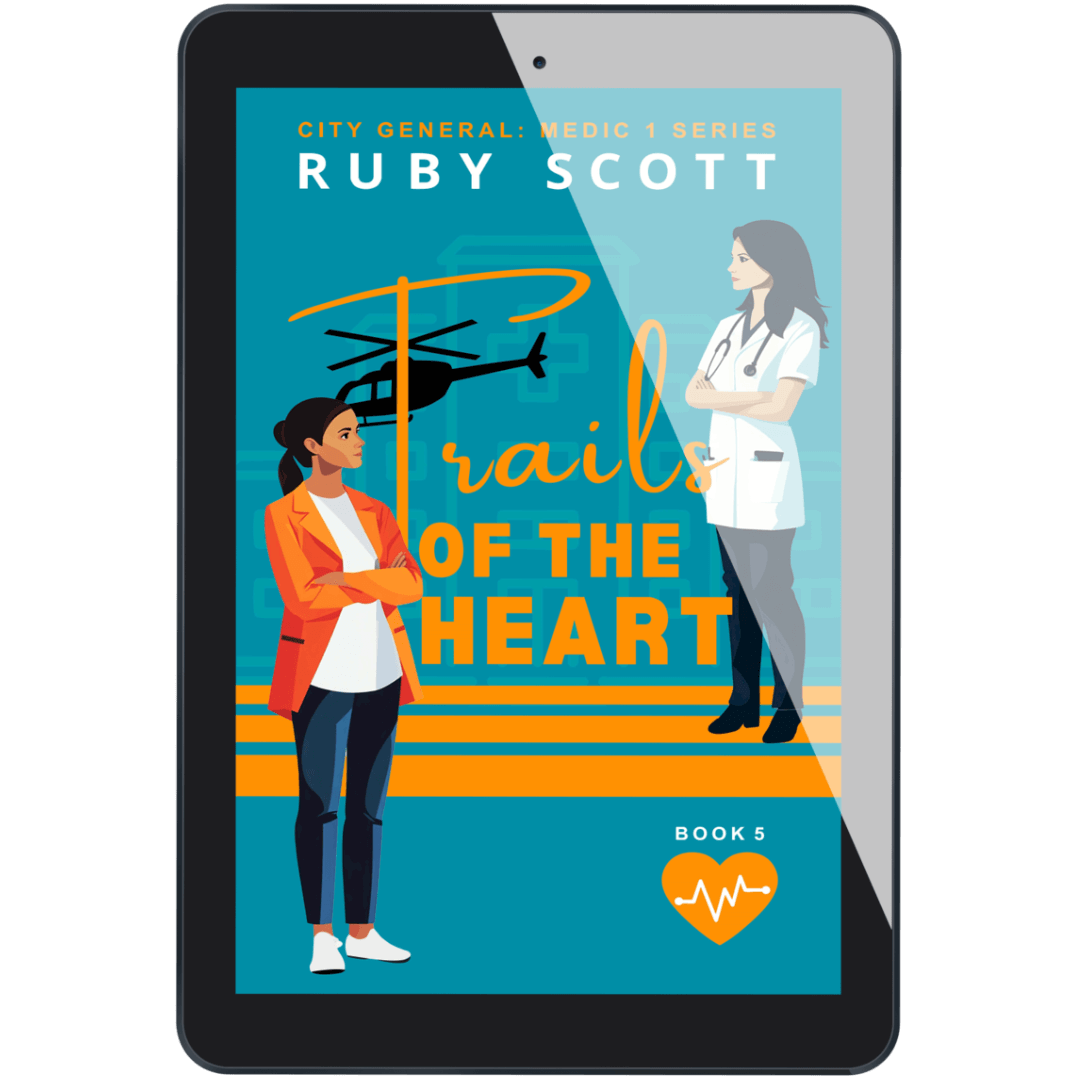 lesbian medical romance book cover image featuring the ebook edition of trails of the heart by Ruby Scott, representing a lesbian romance book, lesbian love story, and lesbian fiction by lesbian romance author Ruby Scott and lesbian romance fiction author Ruby Scott.