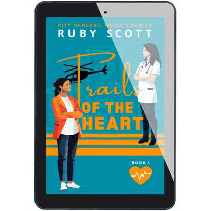lesbian medical romance book cover image featuring the ebook edition of trails of the heart by Ruby Scott, representing a lesbian romance book, lesbian love story, and lesbian fiction by lesbian romance author Ruby Scott and lesbian romance fiction author Ruby Scott.