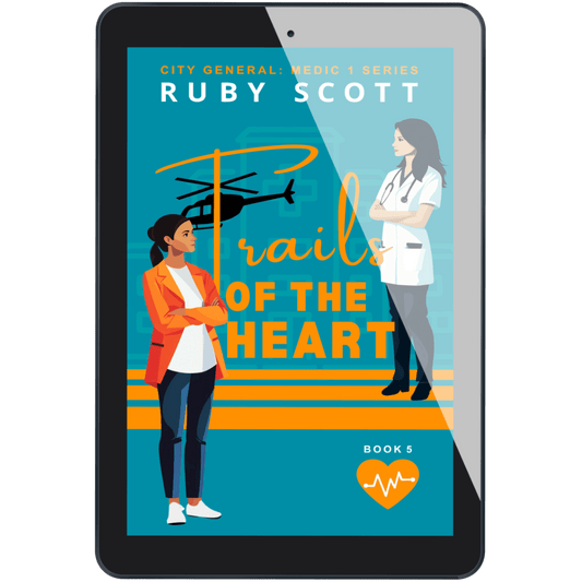 lesbian medical romance book cover image featuring the ebook edition of trails of the heart by Ruby Scott, representing a lesbian romance book, lesbian love story, and lesbian fiction by lesbian romance author Ruby Scott and lesbian romance fiction author Ruby Scott.