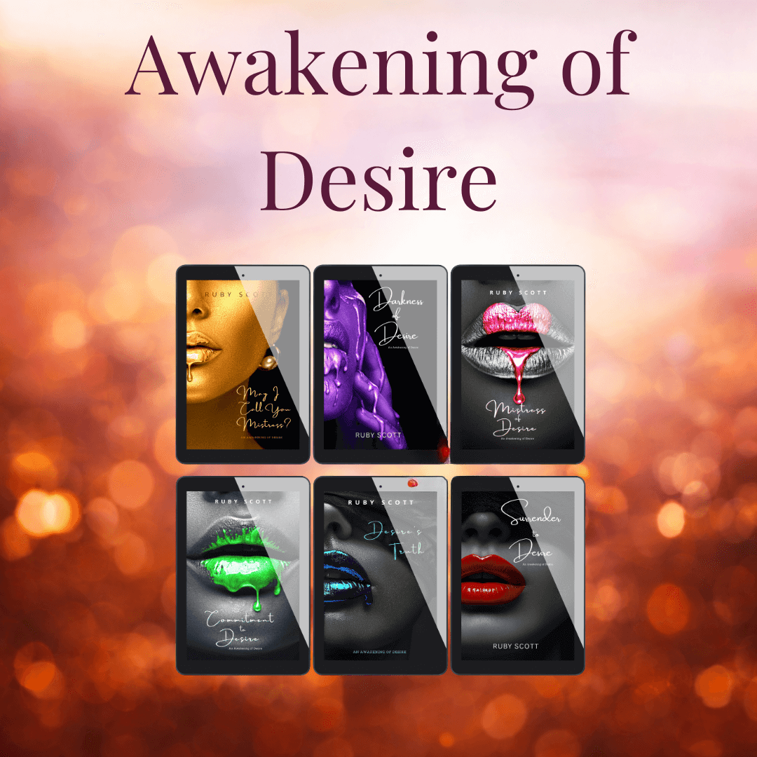 Lesbian romance book and lesbian fiction series image featuring the Awakening of Desire collection by Ruby Scott, showcasing emotionally intense sapphic romance, power dynamics, and desire, by lesbian romance author Ruby Scott and lesbian romance fiction author Ruby Scott.
